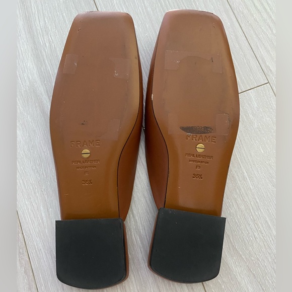 FRAME tobacco leather le town square-toe mules in brown, size 36 1/2 - Picture 2 of 4
